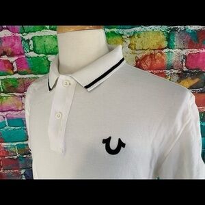 𝅺TRUE Religion Polo Shirt White Size L